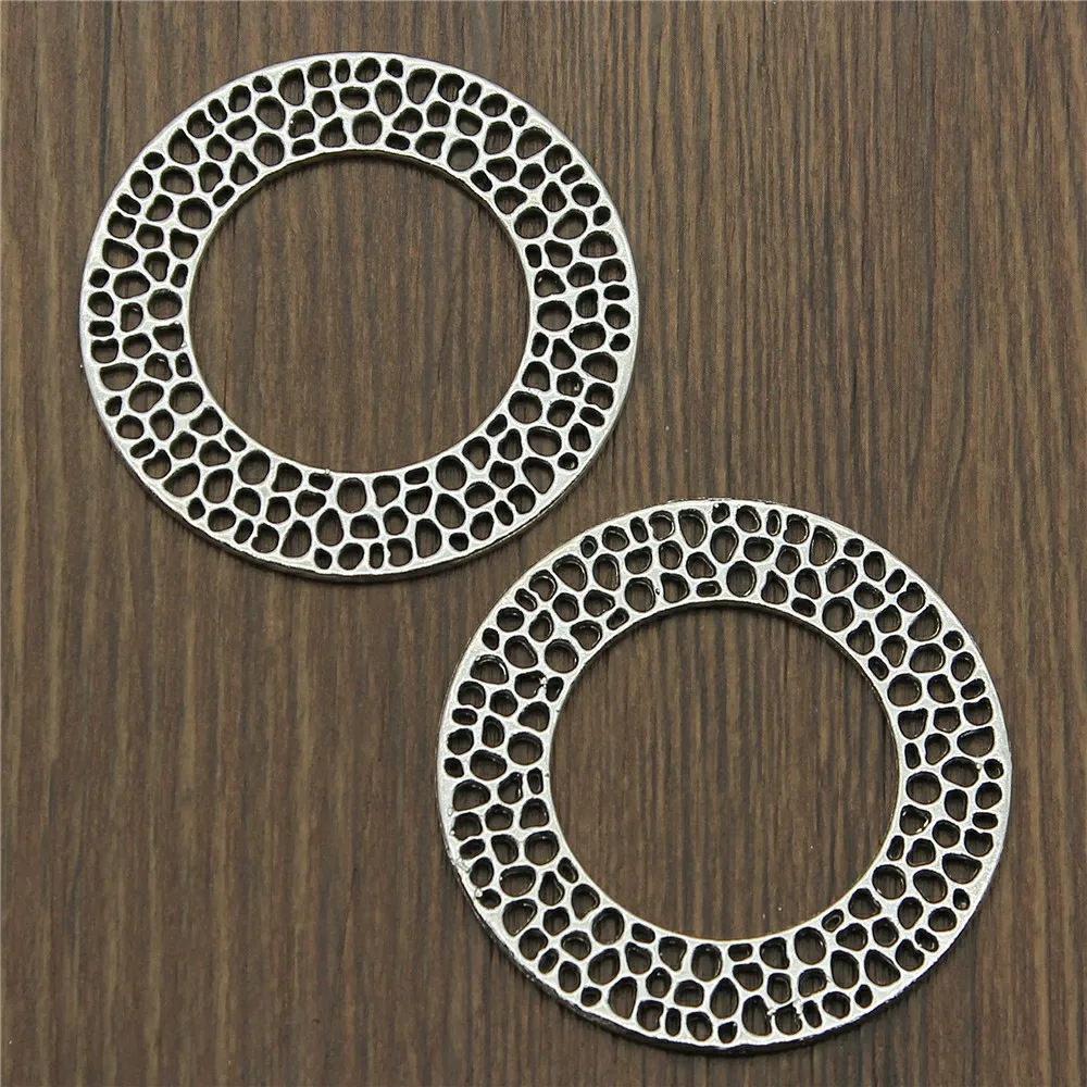 WYSIWYG 4pcs 49x49mm Charms Wreath Big Round Circle Pendants Alloy DIY Jewelry Making Accessories