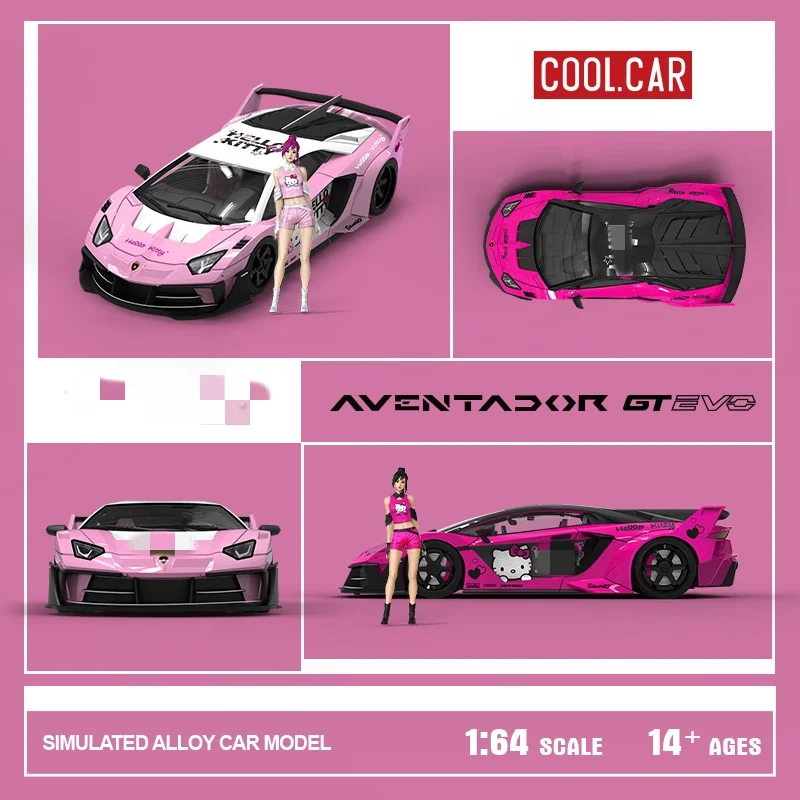 

Pre-order *TimeMicro 1:64 Lamborghini GT EVO Deep Pink（KT Cat） - Action figure alloy model - shipped in February