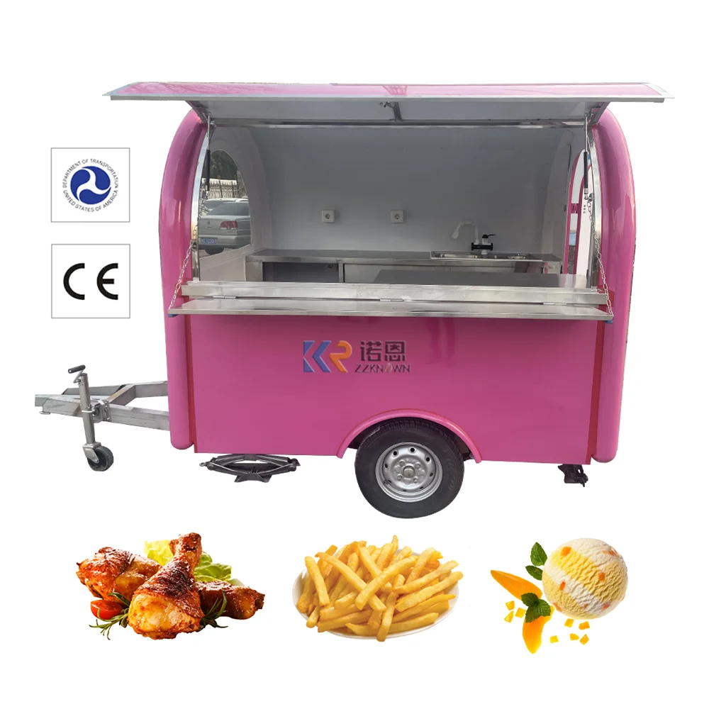 Street Fast Food Truck Trailer Mobile Restaurant Concession Coffee Pizza Cart Custom Fully Kitchen Equipments Food Kiosk