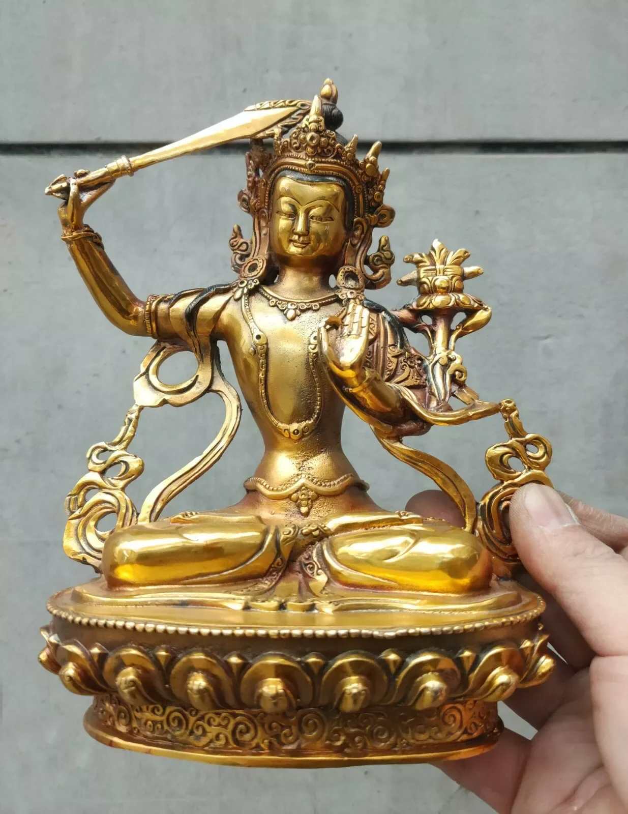 

Buddhism old bronze statue Buddha Bodhisattva Manjushri Tara Auspicious mantras
