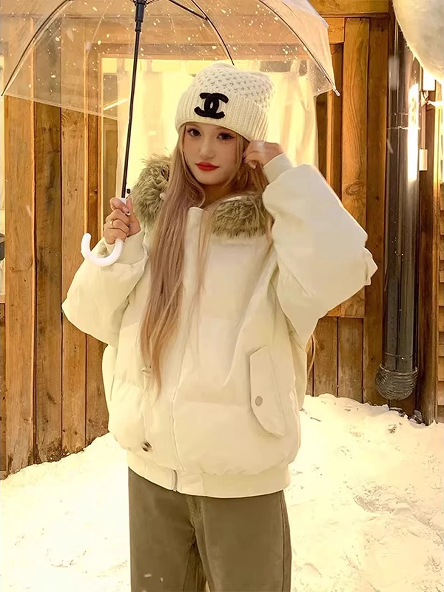 Coreano Sle Thiened Jaet de Algodão com Capuz Homens Mulheres Casual Confortável Quente Faionable Casacos de Inverno Não Bulky