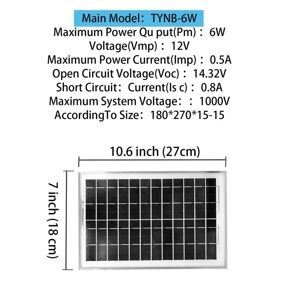 1 Piece 6W 8W 15W Monocrystalline Silicon Solar Panel 12V Photovoltaic Module For Battery Charging And Power Supply