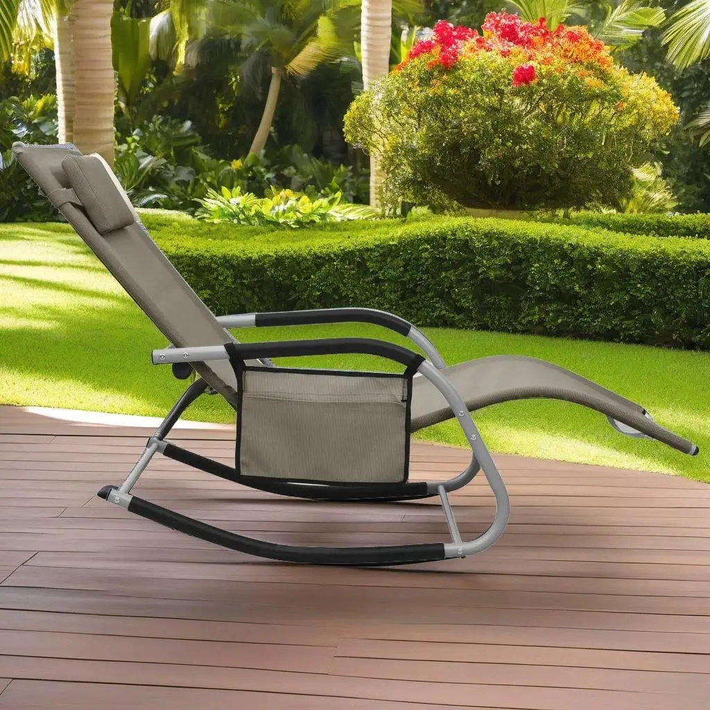 

Stylish Taupe & Gray Sun Lounger for Relaxation - Outdoor Poolside Chair