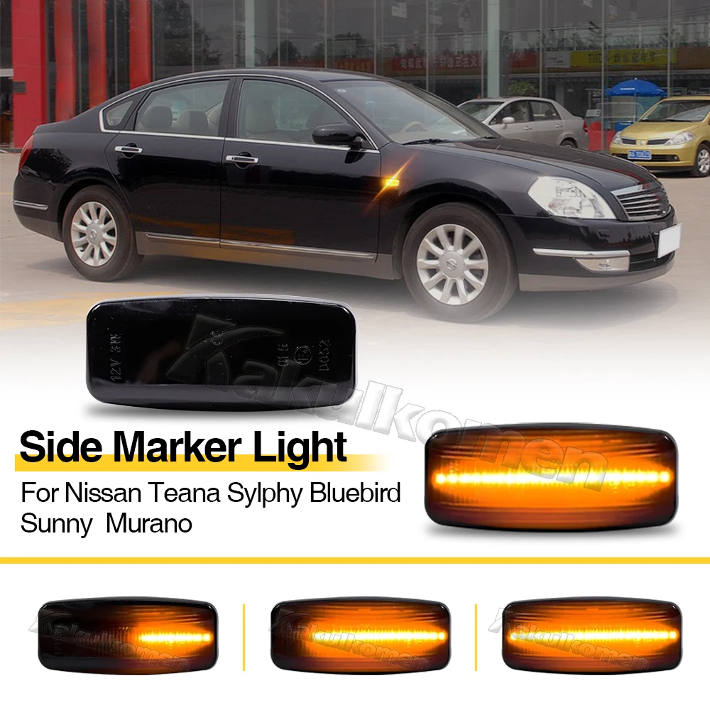 For Nissan Teana Sylphy/Almera Bluebird Sunny Teana J31 Cefiro/Maxima Murano LED Dynamic Indicator Side Marker Turn Signal Light