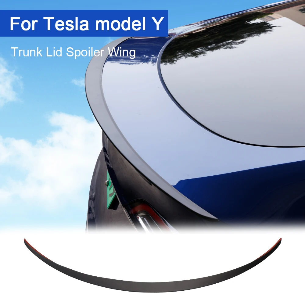 For Tesla Tail Spoile Carbon Fiber Pattern Trunk Lid Spoiler Wing Punch-Free Installation 2017-2024 Car For Tesla Model Y