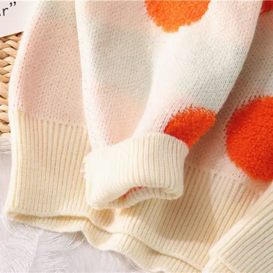 New Winter Women\'s Sweaters Pullovers Orange Pattern Long Sleeve jumpers Female Turtleneck Knitted Big size Sweater Mujer