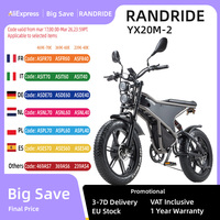 RANDRIDE YX20M Electric Bike 1000W Motor 20*4.0'' Fat Tires E-Bike 45km/h Max Speed 48V 17Ah Battery 80-90km Max Range 150kgLoad