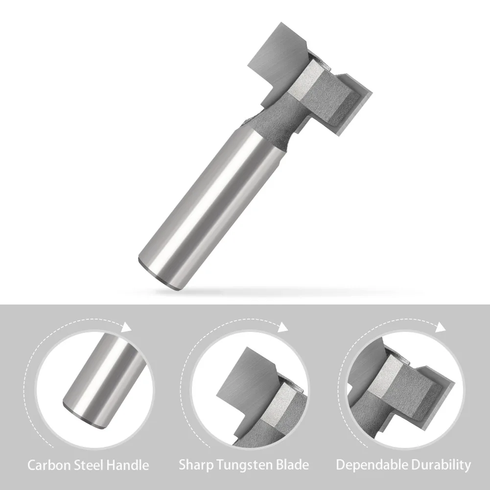 

Straight T Slot Wood Router Bit 1/2" 12mm Shank Trimmer Cabinet Concealed Invisible Hand Pull Groove Machining Milling Cutter