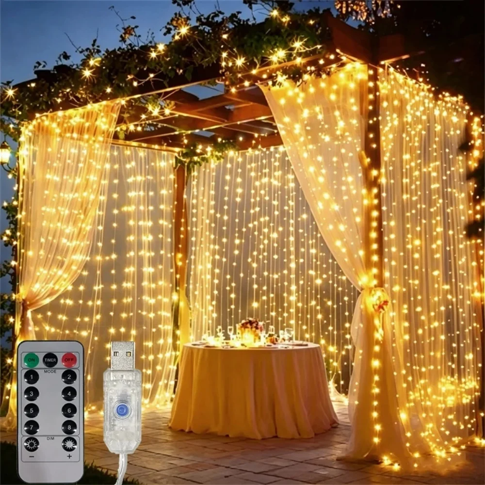 Curtain Garland for Windows USB-Powered Fairy Lights Festoon with Remote Control Garland LED Lights for Christmas Decoration