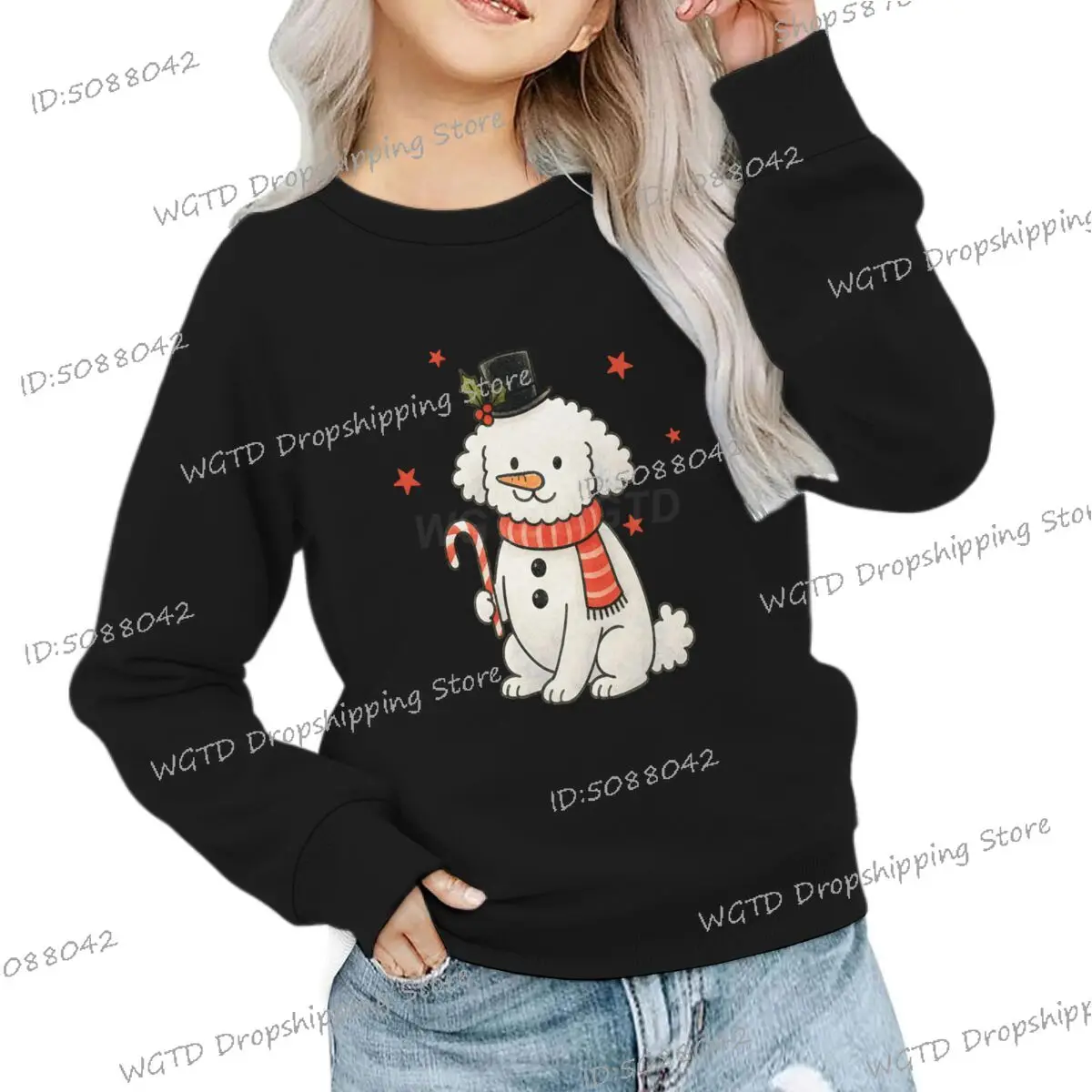 2025 عيد الميلاد الكلب طباعة الاطفال الكرتون بلوزات أزياء الأطفال ملابس طويلة الأكمام الفتيات الفتيان عيد ميلاد سعيد الشارع الشهير