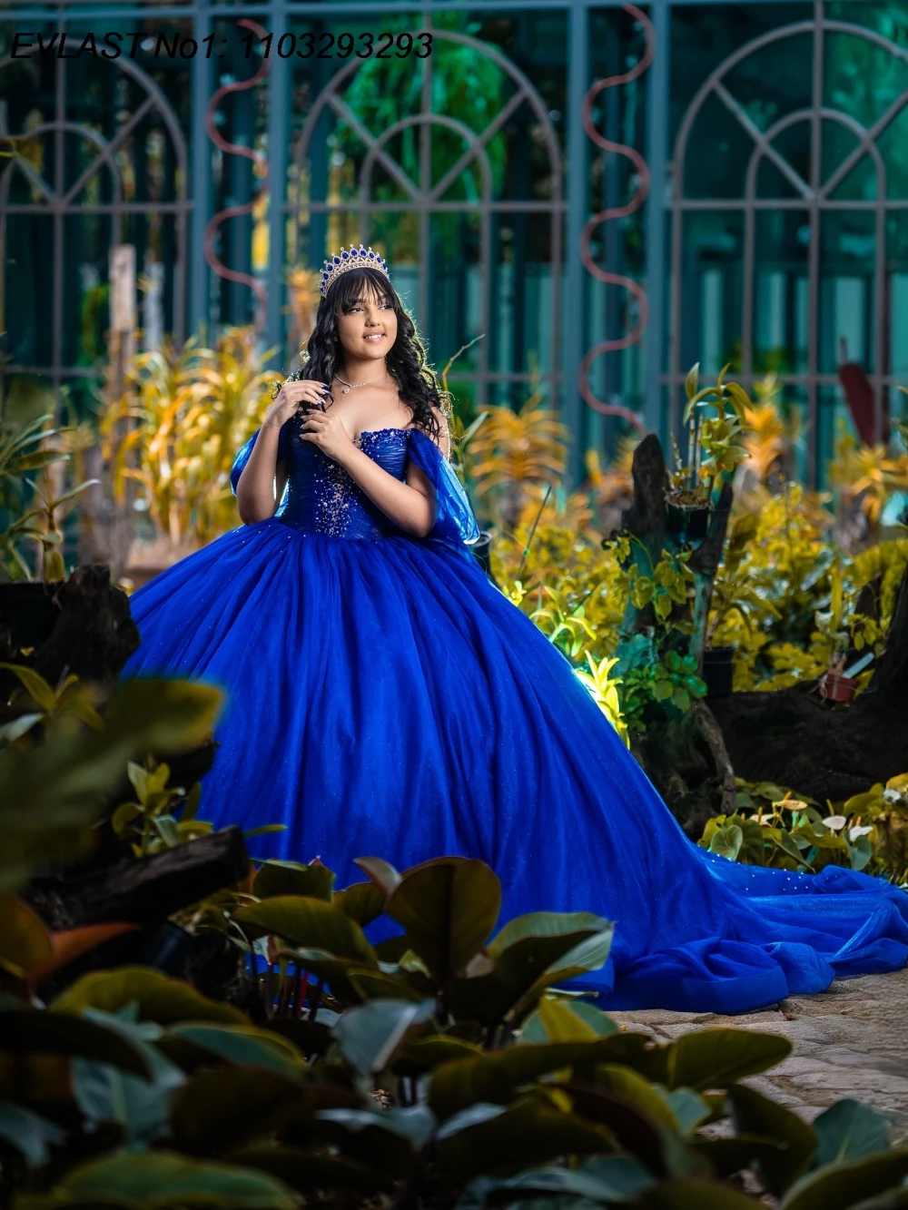 EVLAST personalizado mexicano 2026 vestido para quinceañeras azul real vestido De baile apliques con cuentas arco dulce 16 Vestidos De 15 Anos E1QN479