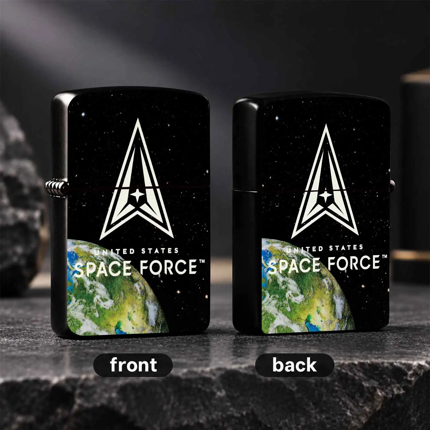 United States Space Force Themed Lighter, Starry Space Earth View Creative Portable Ignition Tool, Sleek Stylish Accessory For Daily Use Camping Gathering Gifting, Ideal For All Scenarios Unique Collectible Present A Humorous And Interestin