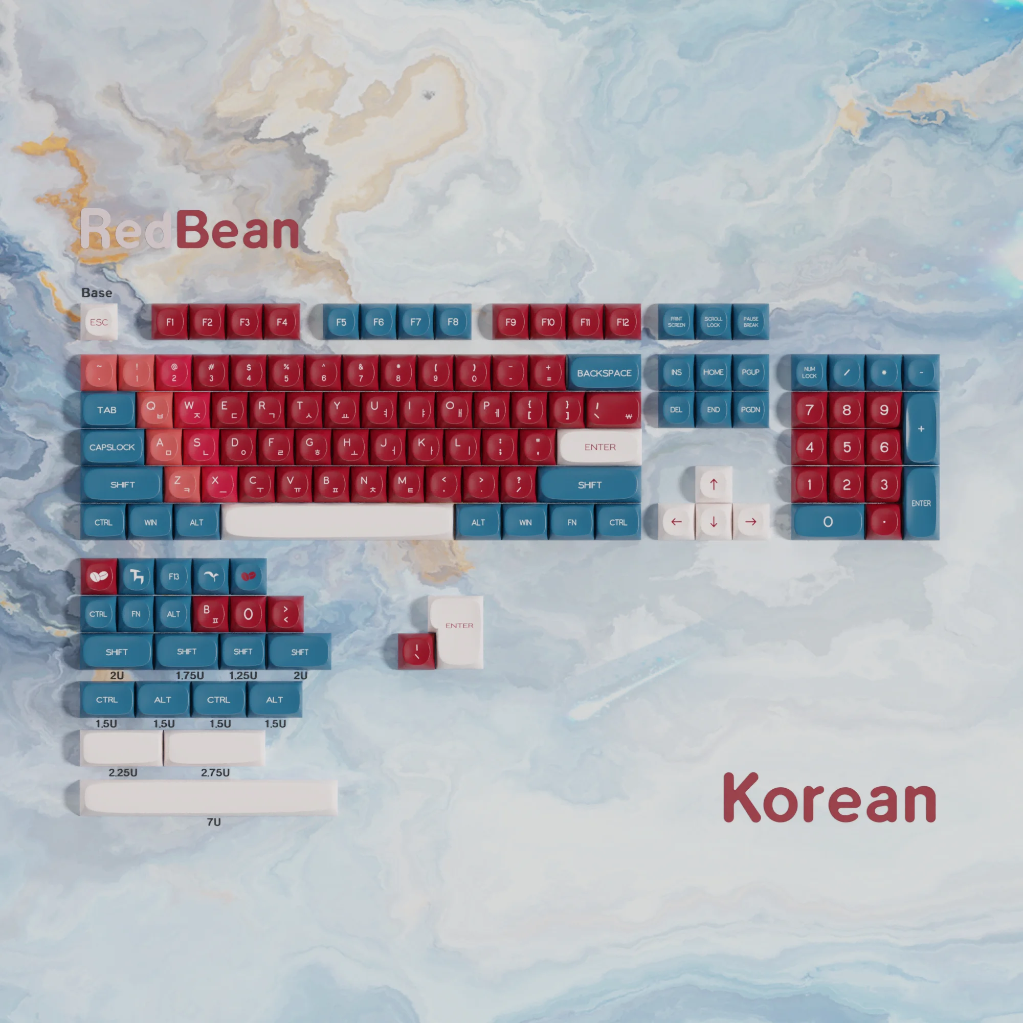 Red Bean Keycaps Moa Profile Dye-Sub Kr Ru Spaans Duits Frans Arabic Abnt2 Iso Ansi Layout Voor Mechanische Keyboards 7u Space