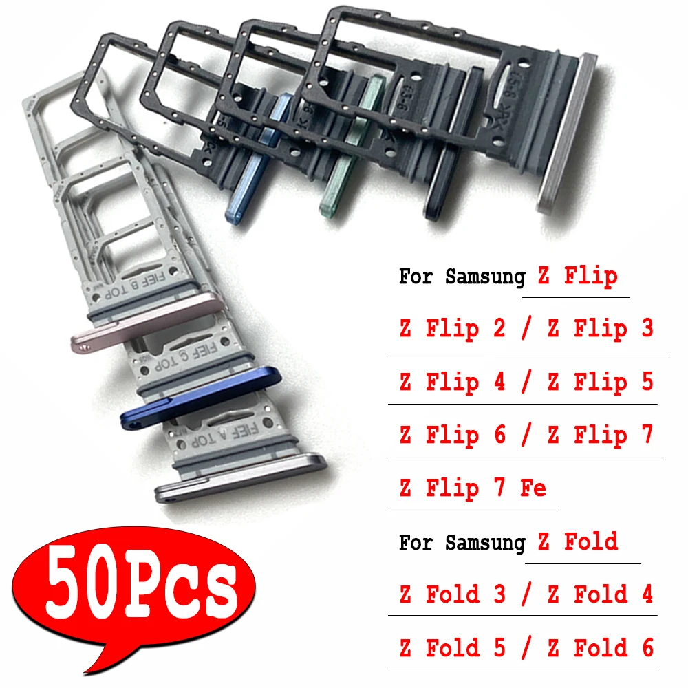 50 Stück, SIM-Kartenhalter, Chip-Slot-Schublade, Adapter, Zubehör für Samsung Z Flip Fold 2 3 5G 4 5 6 7 7 FE (Dual-SIM)