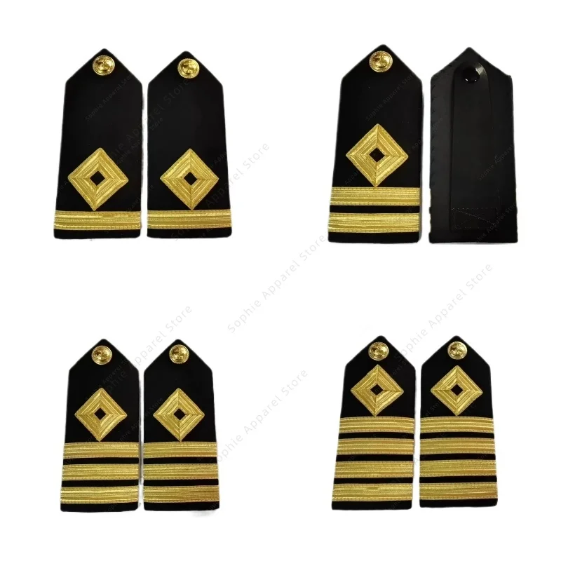 

British Shoulder Boards Gold Stripes Diamond Square Insignia Epaulets Captain Maritime Ranked Master's Navigating Officers Rank