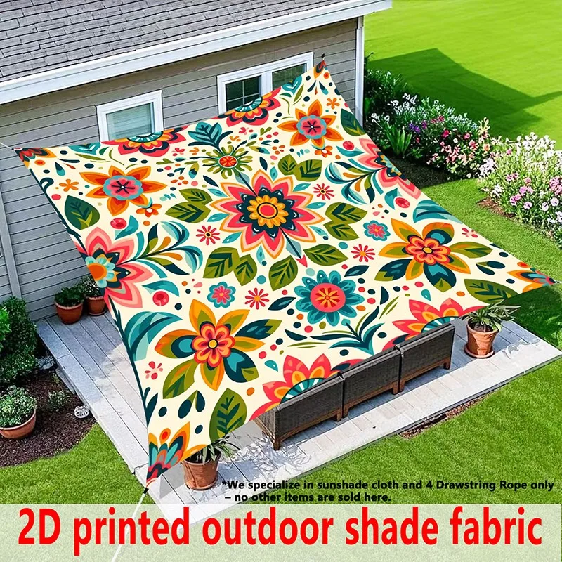 150x150cm Outdoor Canopy Cloth Vibrant Bohemian Floral Art Pattern Waterproof Canopy Portable All-Season Sunshade for Backyard