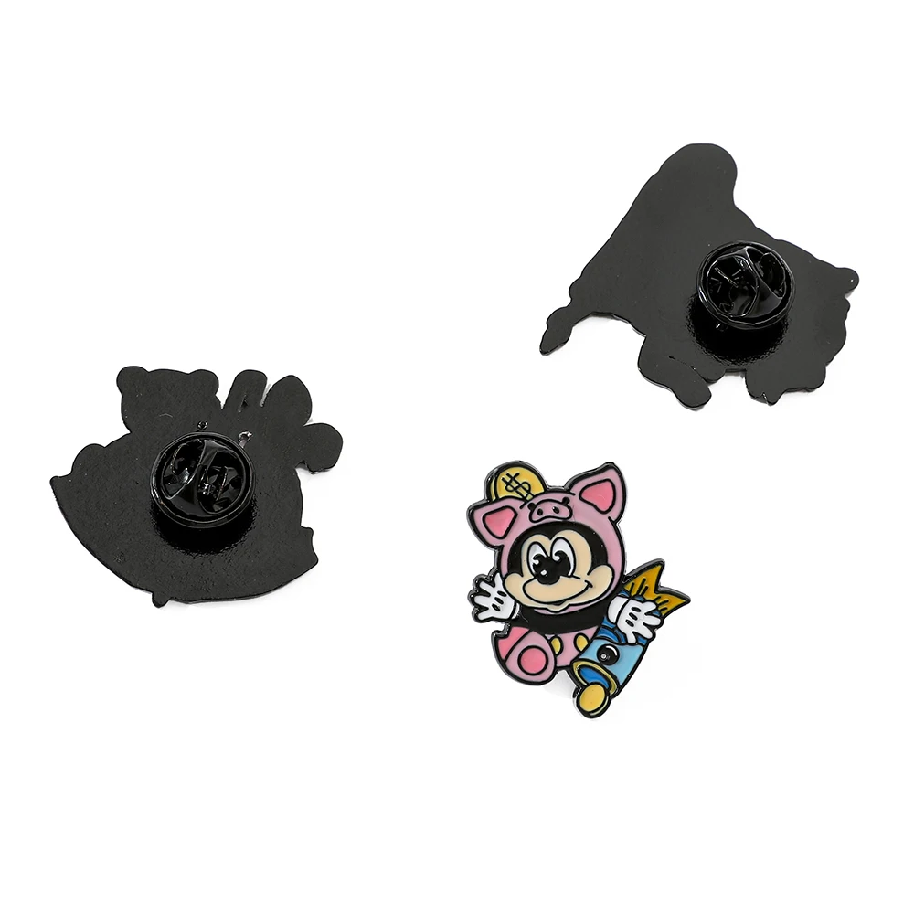 3 Pcs Cute cartoon creative personality European and American cartoon characters badge Winnie the Bear and Mickey Tigger brooch