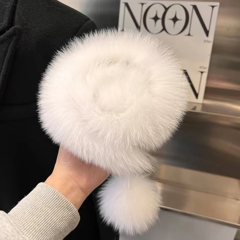 Fofo imitação Fox Fur Neck Warmer, Cachecol bola de pelúcia, Versátil, Ao ar livre, Moda confortável