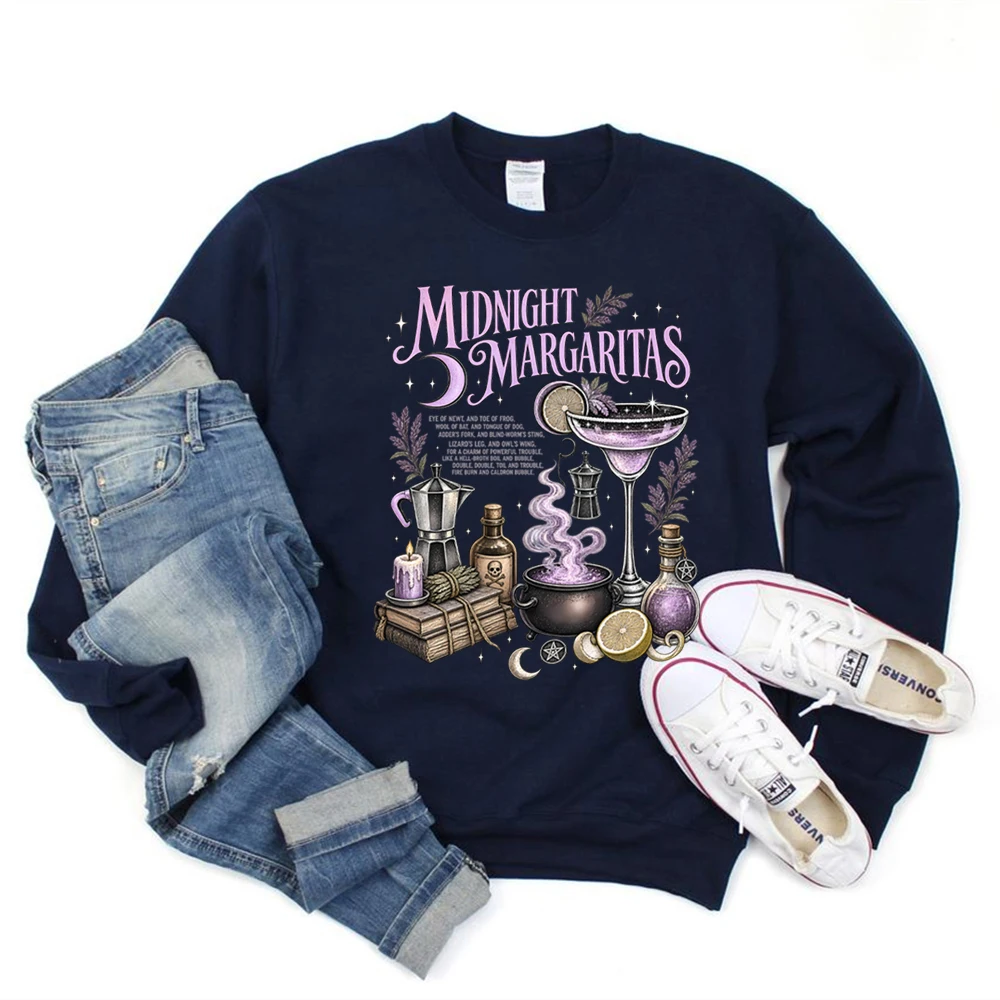 Midnight Margaritas Sweatshirt Practical Magic Inspired Jumper Vintage Witchy Cocktail Shirt Goth Victorian Halloween Sweatshirt
