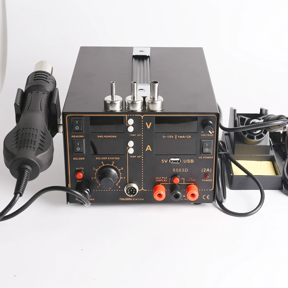 

3 in 1 Soldering Station Electronic Welding Iron USB Output Repair Solder Tools SMD Rework Heat Gun 800W for Cell-phone BGA IC
