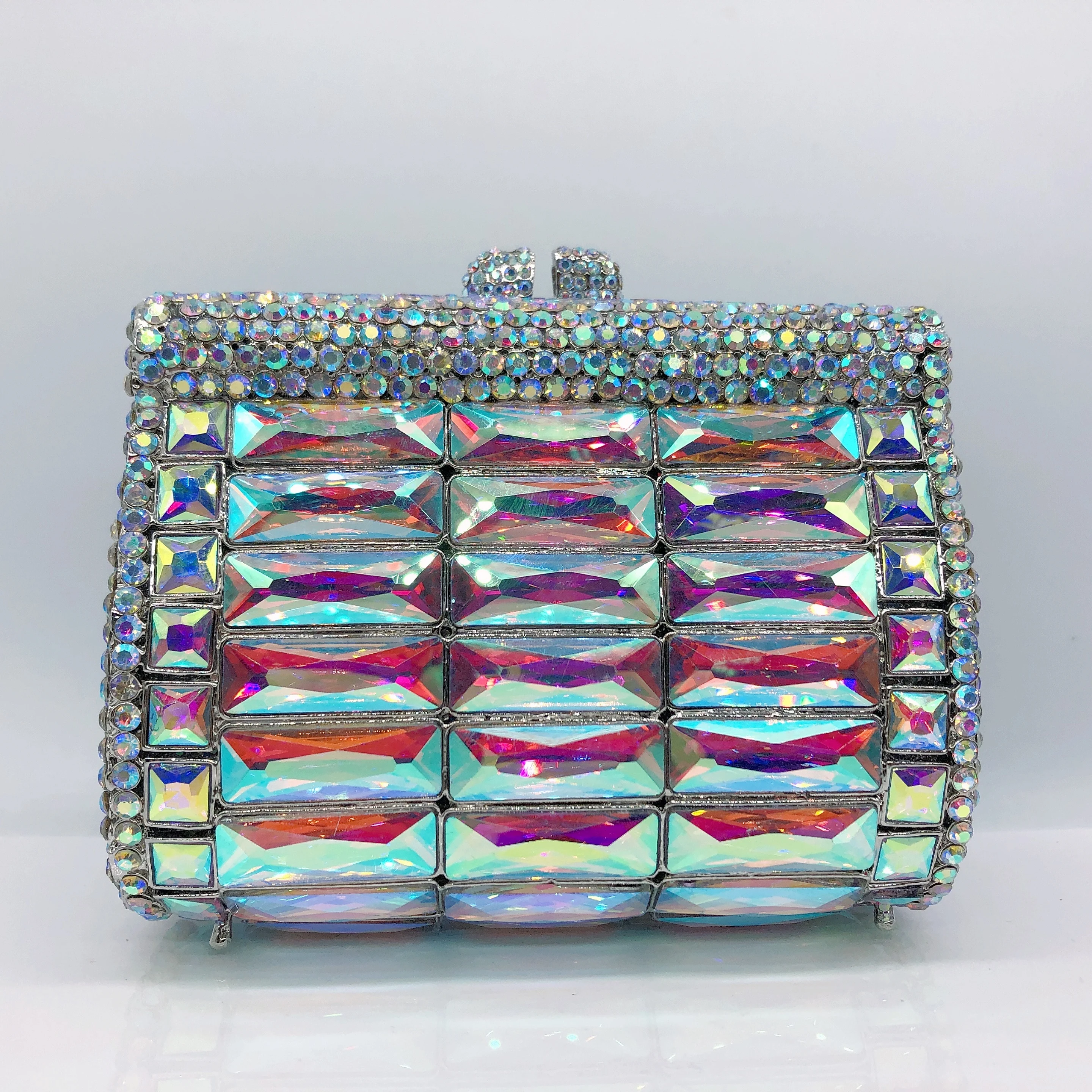 

Hot Sale Different Color Rectangular Shape Clutch Crystal Purse Handbags One Shoulder Wedding Birthday Party Women Evening Bag
