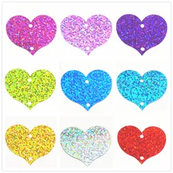 20Pcs 38*40mm Laser Sequin Loving Heart Sequins PVC Two Hole Paillettes DIY Wedding Party Sewing Craft Lentejuelas Accessories