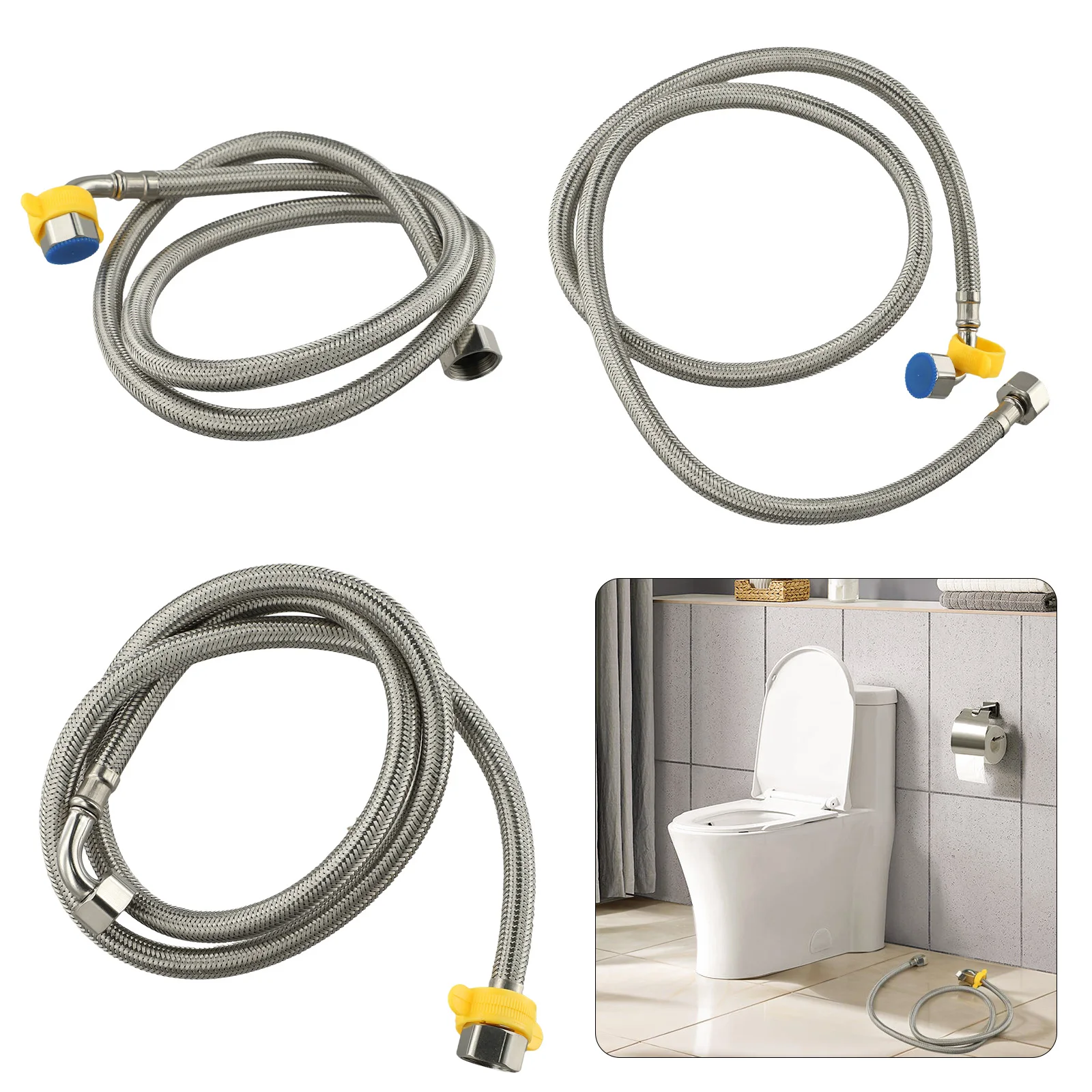 Flexible Stainless Steel Pipe Connectors Elbow Hose for Plumbing Bathrooms and Kitchens Suitable for Hot and Cold Water Systems