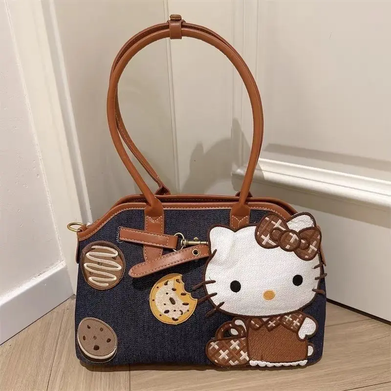 

Retro-Style Underarm Bag New Denim Tote Bag Cartoon Kitty Crossbody Bag Women Retro Luxury Handbag Fashion Women Shoulder Pouch
