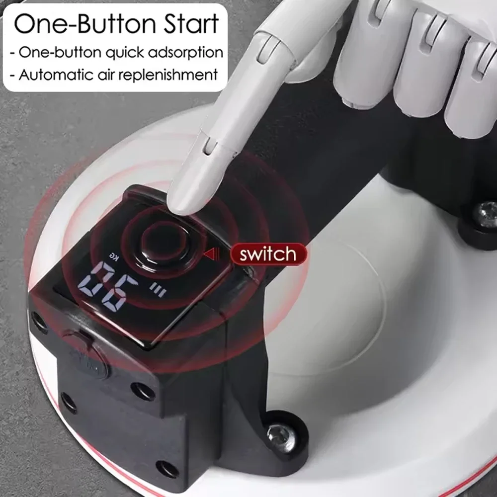 Ventosa elettrica a vuoto con display intelligente Sollevatore per piastrelle in vetro resistente da 200 kg con batteria da 2000 mAh e scatola di immagazzinaggio