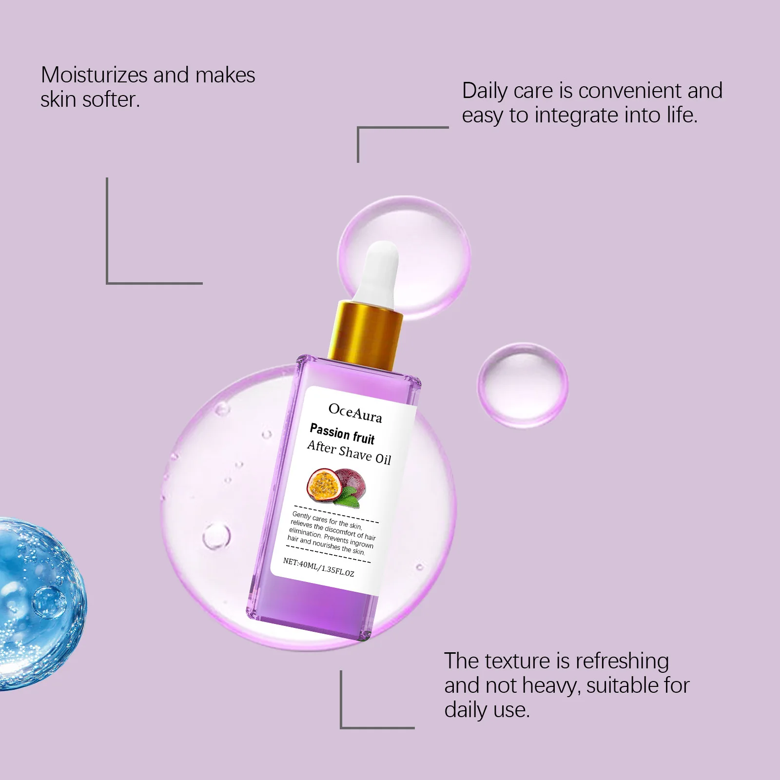 OCEAURA Passion Fruit Hair Removal Essential Oil Inhibit Hair Growth Relieve Discomfort Sooth Hair Removal Massage Essential Oil
