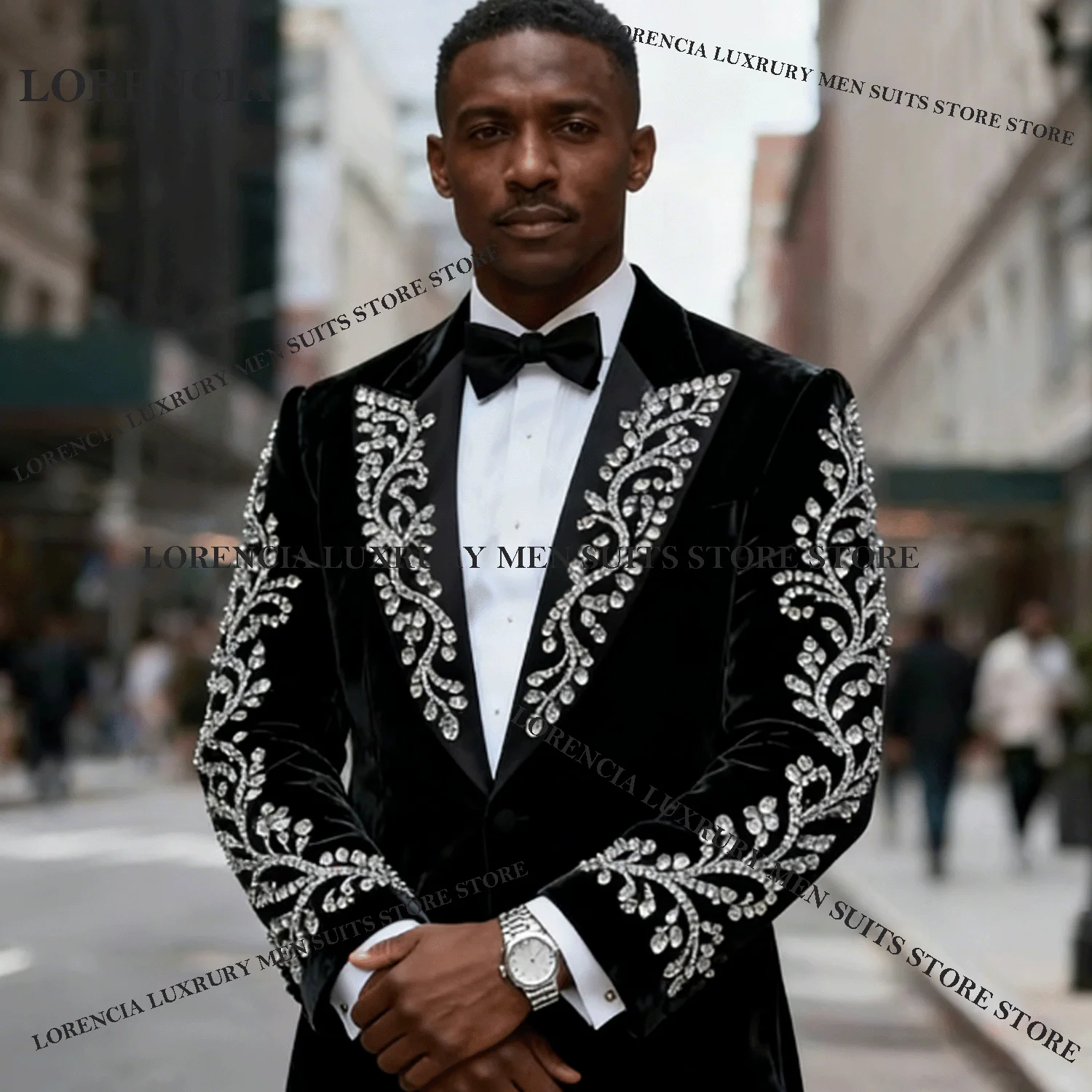 

Мужской костюм ручной работы, 2 предмета, на заказ, элегантный, с камнями, для свадьбы, смокинг, с кристаллами, для жениха, приталенный, Ropa Hombre