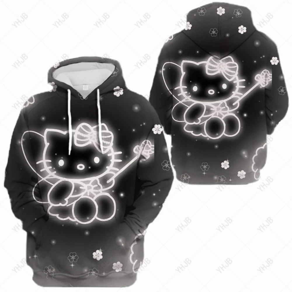 2024 New Hello Kitty 3D printed hoodie Fall and spring can be popular women\'s hoodie hip hop super cute hoodie sweatshirt