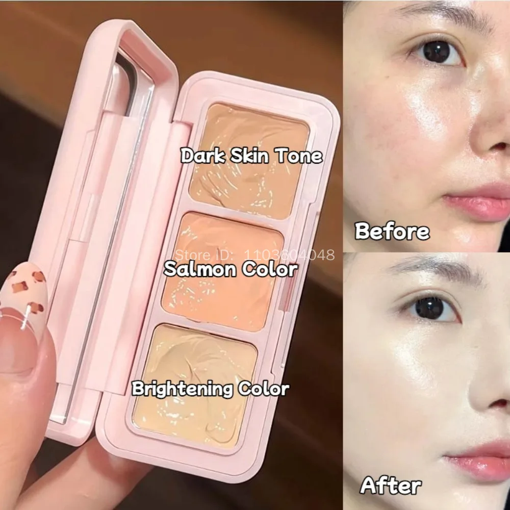 พาเลทคอนซีลเลอร์ 3 สี ปรับสีผิว ปกปิดจุดด่างดำ บำรุงผิวรอบดวงตา คอนทัวร์ครีม ปกปิดเต็มที่ ควบคุมความมัน