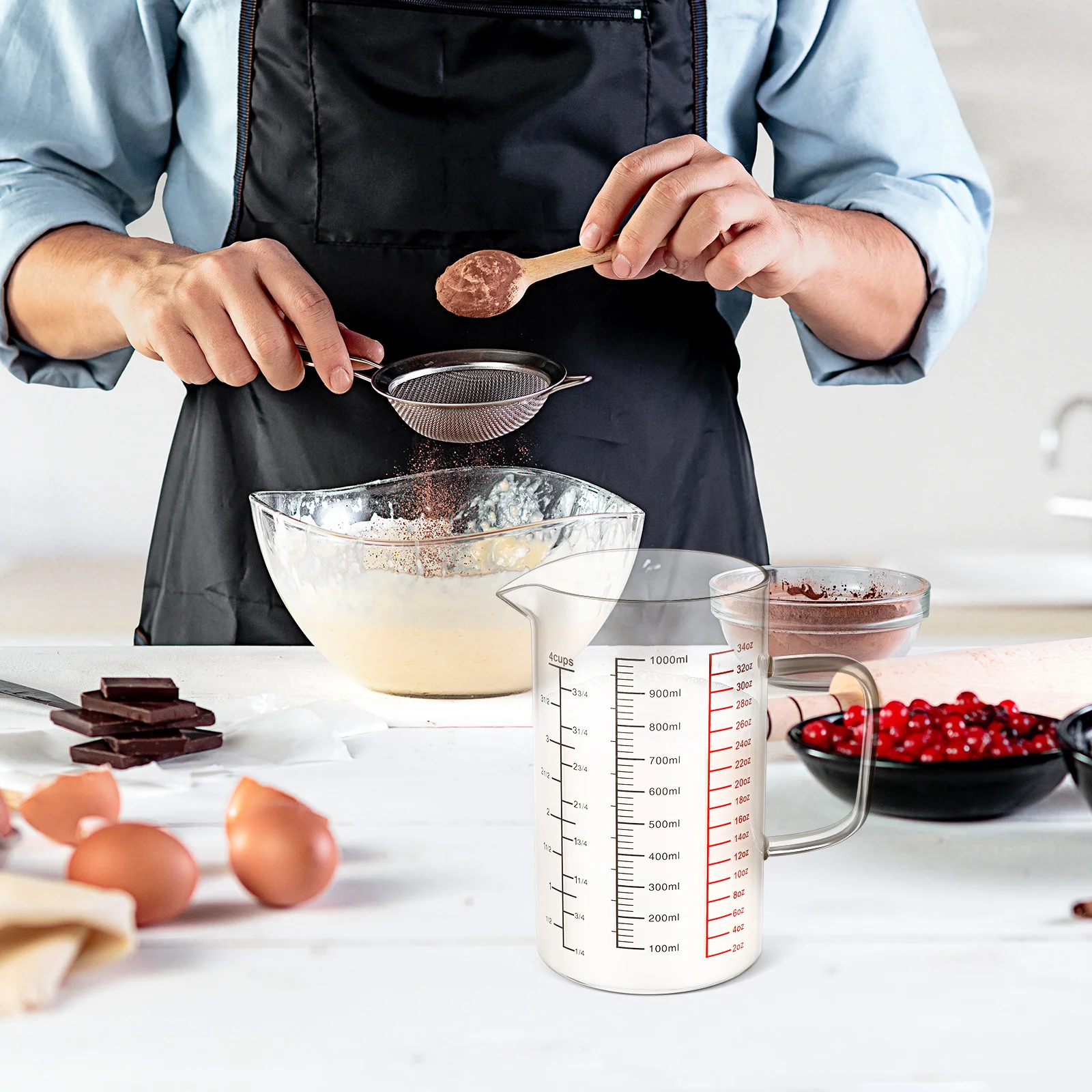 

Glass Measuring Jug 1000 Ml High Precision Graduated Measurement Easy Read Fluid Measuring Cup for Cooking Mixing Wet Dry Use