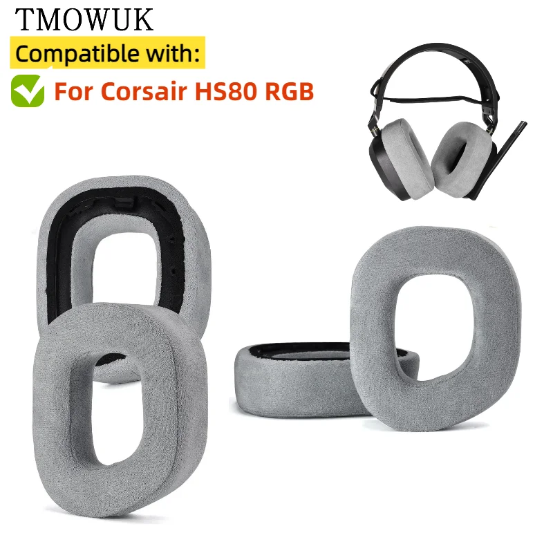 

Replacement Protein Ear Pads for Corsair HS80 RGB Headphones Soft Foam Ear Cushions High Quality TMOWUK