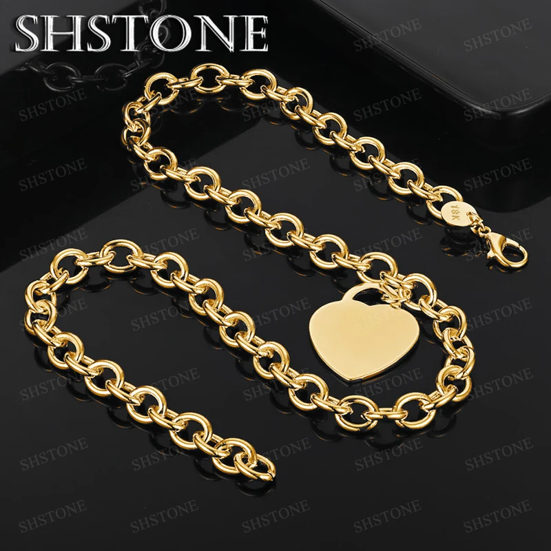 

High-Quality 45cm 18k Gold Heart Necklace For Women Sweet Romantic Valentine's Day Jewelry Gift Anniversary Party Gift Chain