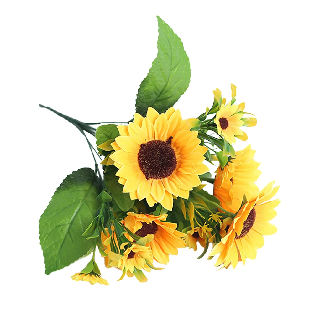 

Simulated Sunflower Artificial Decor Arrangement Silk Cloth Home Office Shop Decoration Realistic Flower Bouquet Elegant Table