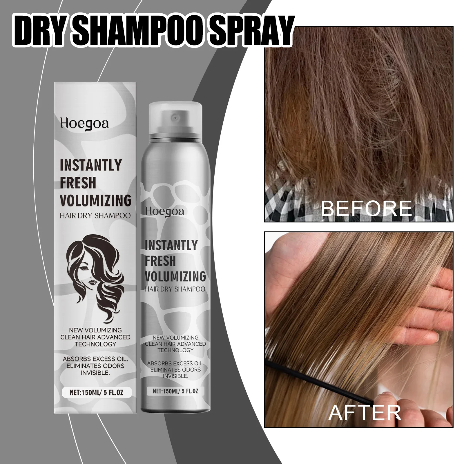 

Dry Shampoo Spray Oil Absorbing Hair Refresh Volumizing Texturizing No Water Needed Portable Travel Size Gentle Formula HAIR DRY