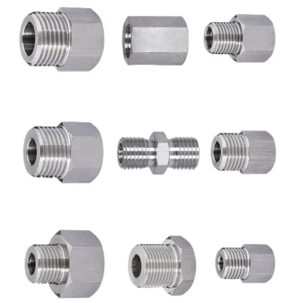 M14 M20 1/4 3/8 1/2 BSP Male Female Reudcer Nipple 304 Stainless Steel Pipe Fitting Connector Water Gas Oil Pressure Gauge