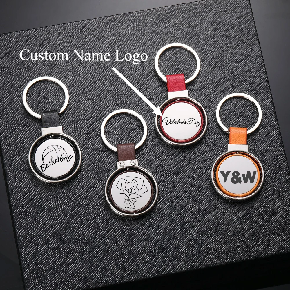 

Creative Metal Keychain Custom Name Logo Ersonalized Rotating Moto Car Bags Key Ring Men and Women Key Chain Gift