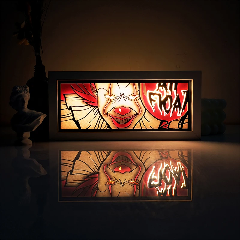 Horror Movie Series Paper Cut Shadow Box Light Halloween Remote control model multiple colors Gamer Bedroom