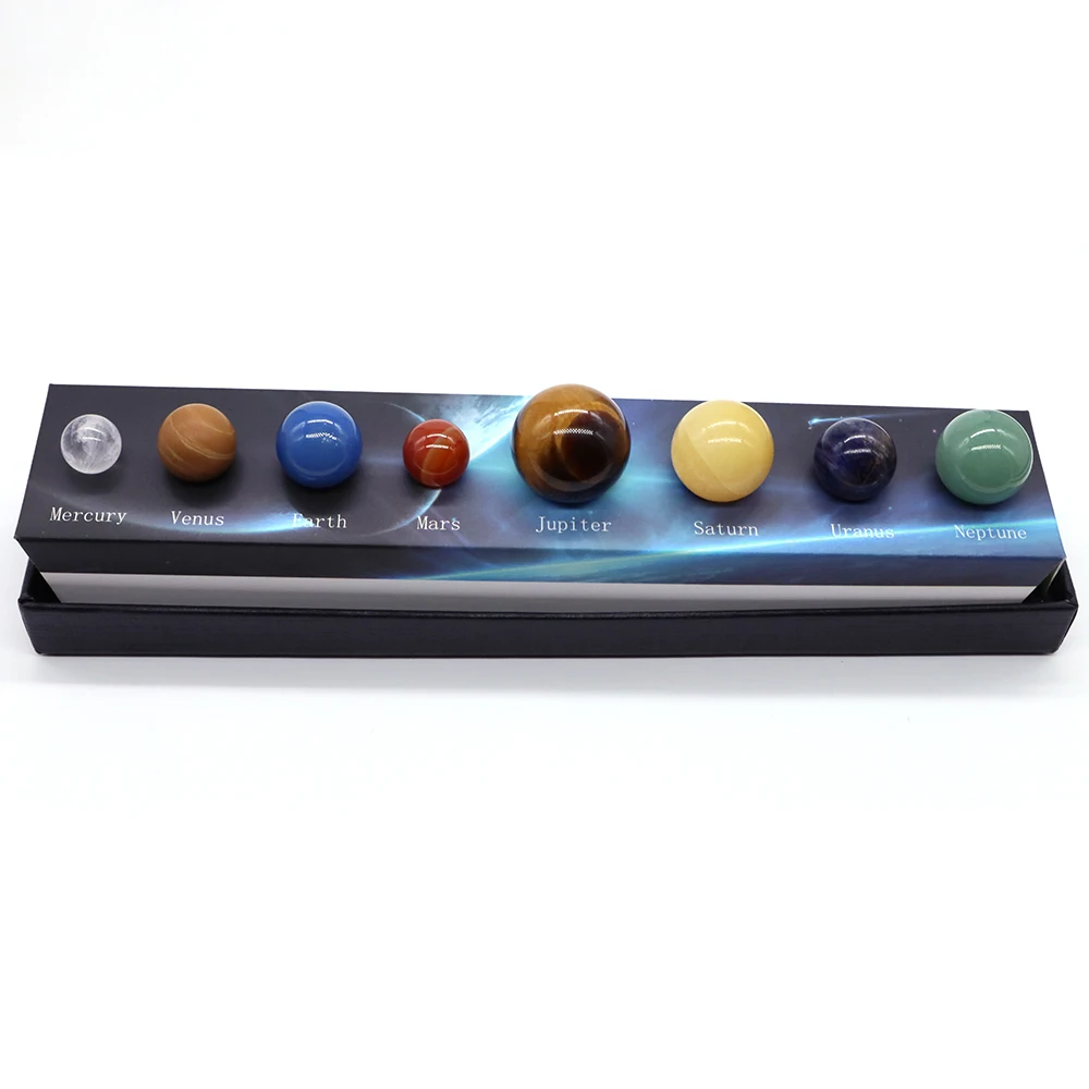 Natural Gemstone Universe Solar System Outer Space Energy Gemstone Crystal Education Cognitive Home Decorations Gem Gift 8Pc Set