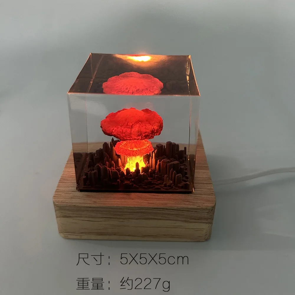 Nuclear Explosion 3D Night Light Resin Nuclear Bomb Explosion Night Lamp USB Charging for Home Living Room Decor