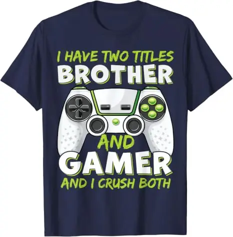 Ich habe zwei Titel: Bruder und Gamer, und ich bin in beiden hervorragend – T-Shirt mit Humor, lustige T-Shirts für Männer und Jungen, Gamer-T-Shirts mit Videospiel-Motiven. – Detail 7