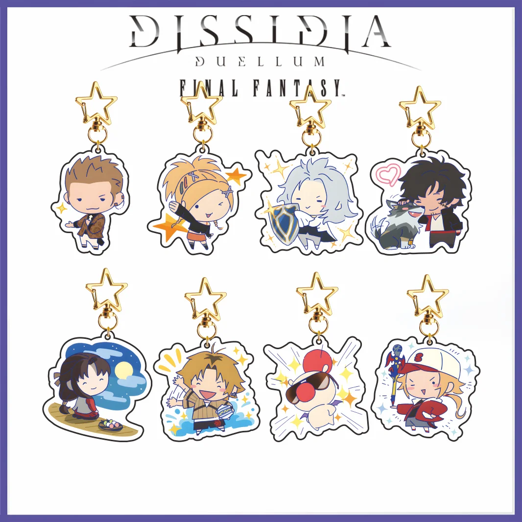 New Dissidia Final Fantasy Q Version Acrylic Keychain Tidus Rikku Star Hook Cute Game Backpack Pendant Anime Fan Birthday