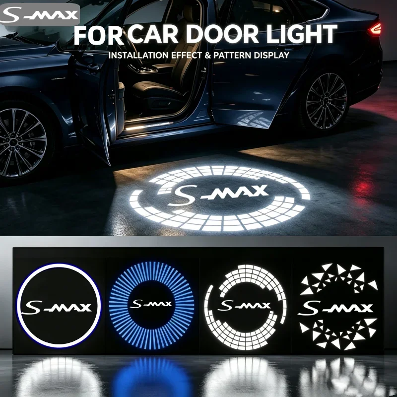 2PCS HD Ghost Shadow Emblem LED Car Door Courtesy Projector Welcome Lamps For Ford S‑MAX 2007‑2008 Interior Mod Decor Parts