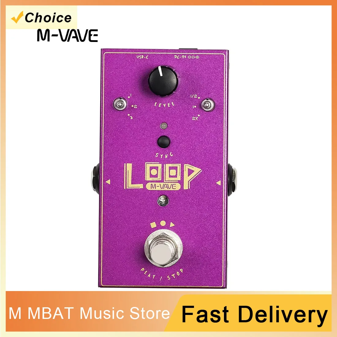 

M-VAVE LOOP II Педаль эффектов Looper Педаль для электрогитары 3 петли до 11 минут Время записи 3 скорости Контроль циклический эффектор