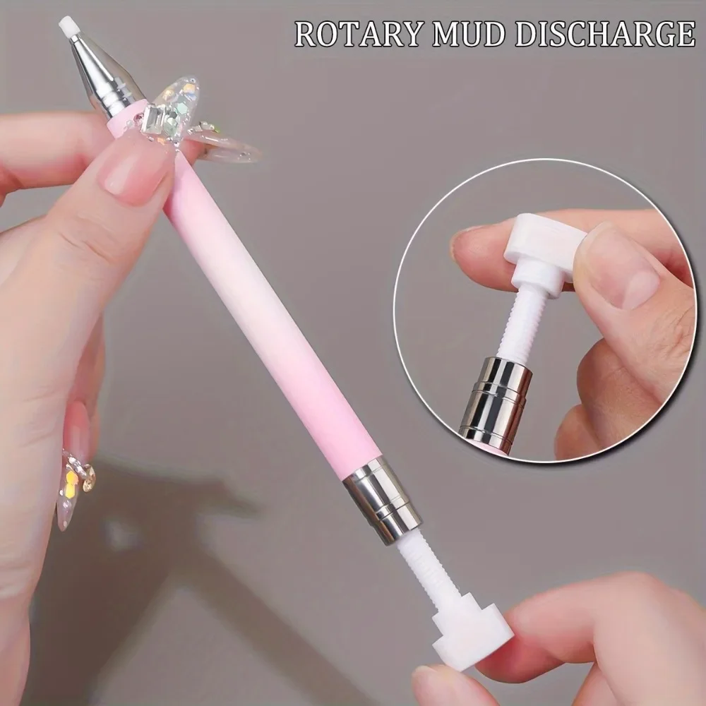 Pióro do malowania diamentami z efektem makaronika, z woskiem, wielokrotnego użytku, obrotowe pióro z klejem do zdobienia paznokci, narzędzie do nakładania cyrkonii.