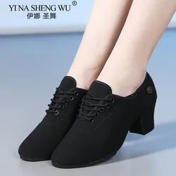 Women Latin Dance Shoes Jazz Dance Ballroom Salsa National Standard Dance Shoes Adult Oxford Cloth Practice Dance Training Shoes