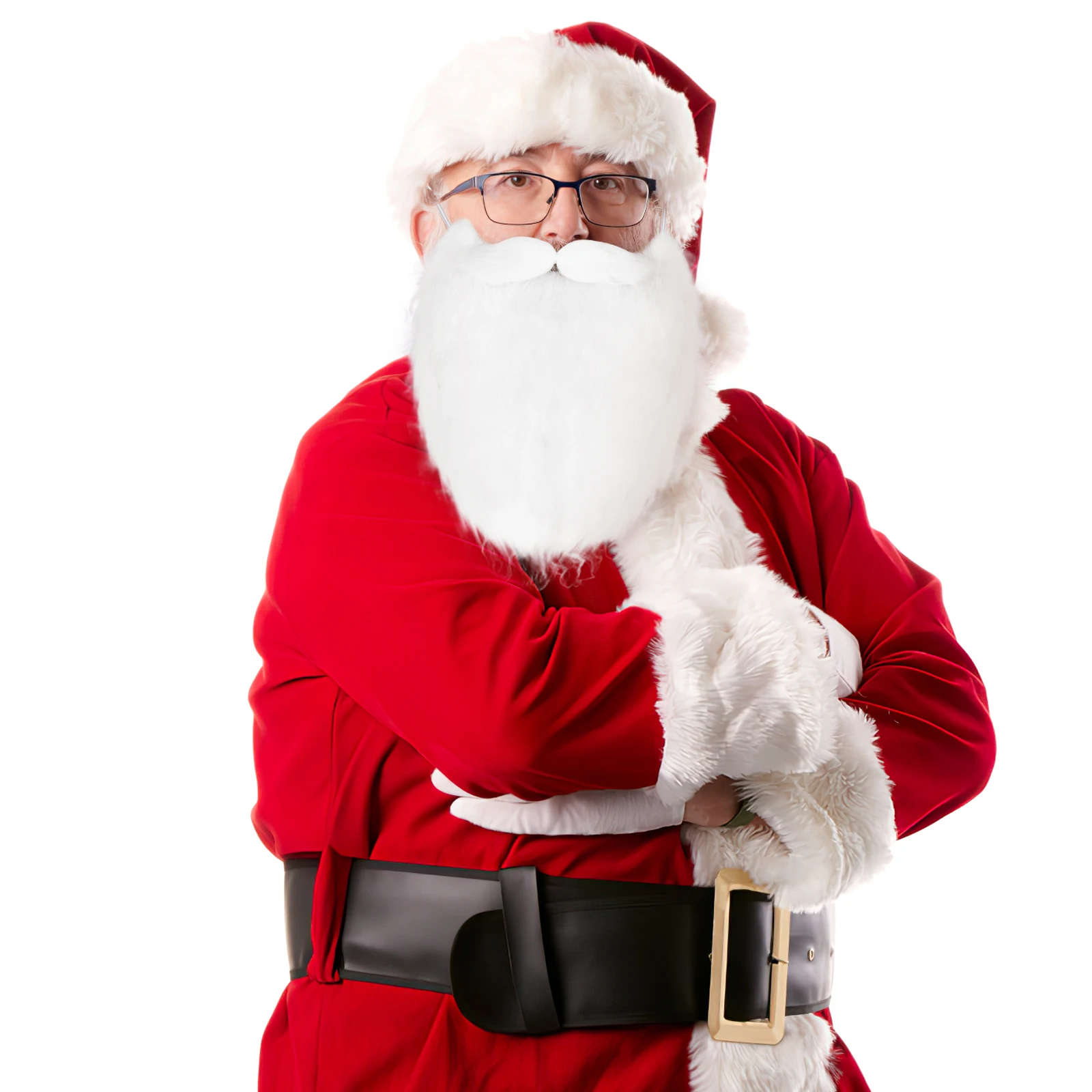 

1Pcs Christmas Santa Claus Cosplay and Beard Set White Synthetic for Holiday Santa Costume Completion